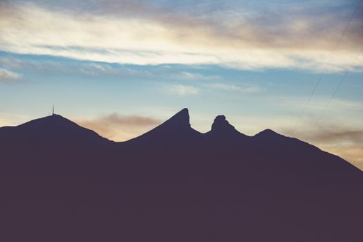 Famous Cerro de la Silla mountain in Monterrey Nuevo Leon Mexico