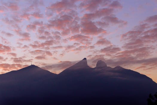 Cerro de la Silla mountain silhouette in Monterrey Nuevo Leon Mexico