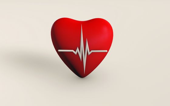 a red heart shape with a pulse sign 3d isolated medical health concept on white background