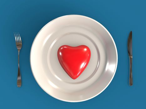 Healthy eating or Valentine Dinner Romantic love connection whil eeating 3d rendered concept
