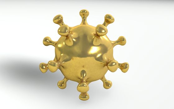 3d rendering of coronavirus isolated on white golden texture