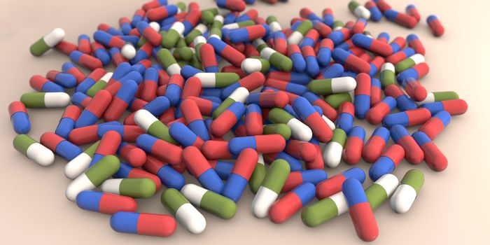 Scattered capsules background medical 3d rendered concept