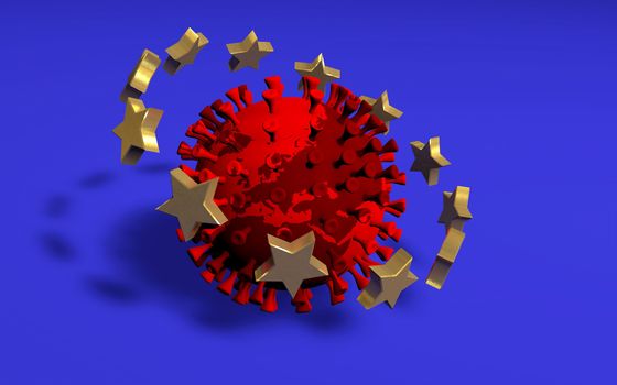 Coronavirus COVID-19 infection desease Europe flag Earth 3D stars concept