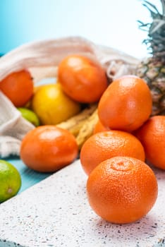 Whole Organic Fresh Orange Fruits on Kitchen Table.
