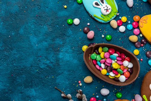 Easter Egg Border Background with Copy Space Design. Easter Sweet Food Template.