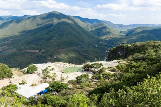 Oaxaca, Oaxaca / Mexico - 21/7/2018: Detail of the natural site of Hierve el agua in Oaxaca Mexico