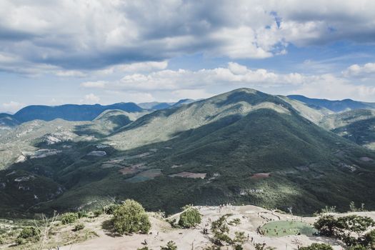 Oaxaca, Oaxaca / Mexico - 21/7/2018: Detail of the natural site of Hierve el agua in Oaxaca Mexico