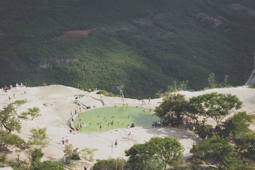 Oaxaca, Oaxaca / Mexico - 21/7/2018: Detail of the natural site of Hierve el agua in Oaxaca Mexico