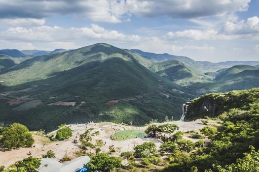 Oaxaca, Oaxaca / Mexico - 21/7/2018: Detail of the natural site of Hierve el agua in Oaxaca Mexico