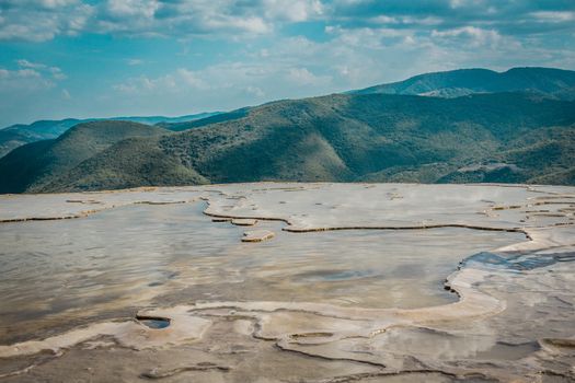 Oaxaca, Oaxaca / Mexico - 21/7/2018: Detail of the natural site of Hierve el agua in Oaxaca Mexico