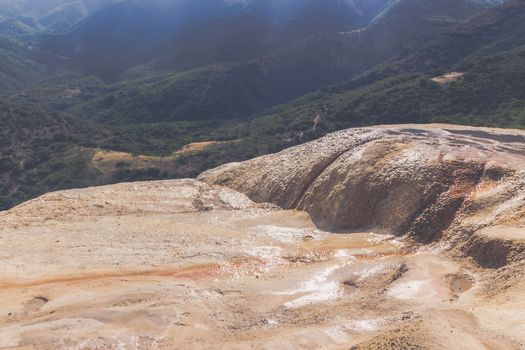 Oaxaca, Oaxaca / Mexico - 21/7/2018: Detail of the natural site of Hierve el agua in Oaxaca Mexico