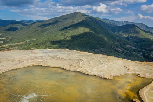 Oaxaca, Oaxaca / Mexico - 21/7/2018: Detail of the natural site of Hierve el agua in Oaxaca Mexico