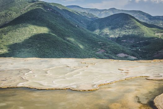 Oaxaca, Oaxaca / Mexico - 21/7/2018: Detail of the natural site of Hierve el agua in Oaxaca Mexico