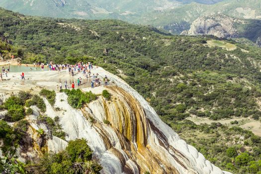 Oaxaca, Oaxaca / Mexico - 21/7/2018: Detail of the natural site of Hierve el agua in Oaxaca Mexico