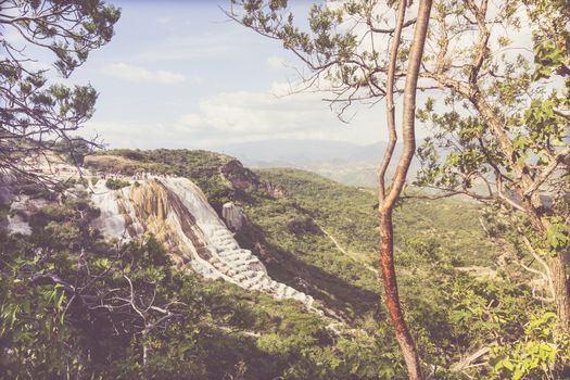 Oaxaca, Oaxaca / Mexico - 21/7/2018: Detail of the natural site of Hierve el agua in Oaxaca Mexico