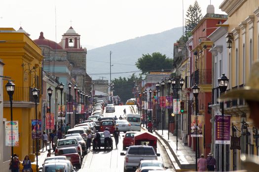 Oaxaca, Oaxaca / Mexico - 21/7/2018: Detail of the streets of centre Oaxaca Mexico city