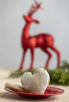 gingerbread heart a christmas cookie on wood