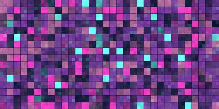 Purple Lilac Tiling Colored Squares. Colorful mosaic texture. Bright filling geometric backdrop. Seamless Backgrounds.