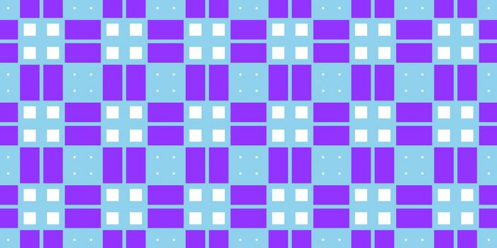 Blue Violet Cell Checks Background. Seamless Checkered Picnic Tablecloth Texture. Classic Plaid Geometric Checks.