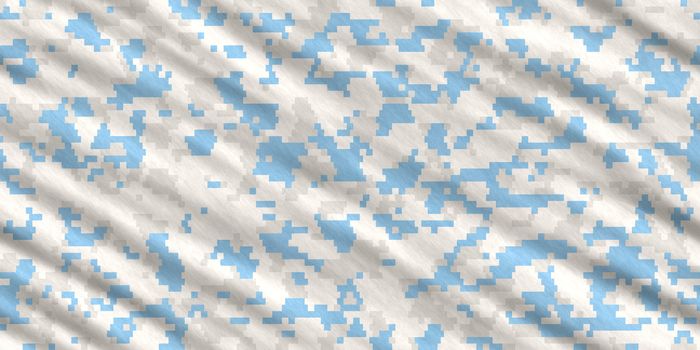 Sky Blue Army Camouflage Background. Military Uniform Clothing Texture. Seamless Combat Uniform.