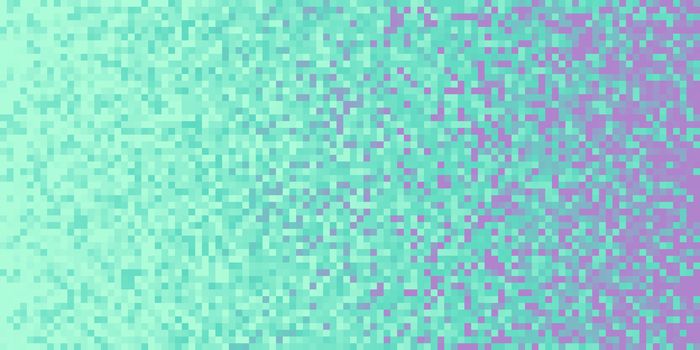 Sky Blue Purple Pixilated Gradient Background. Mosaic Pixel Art Texture. Horizontal Pixel Gradient Backdrop.