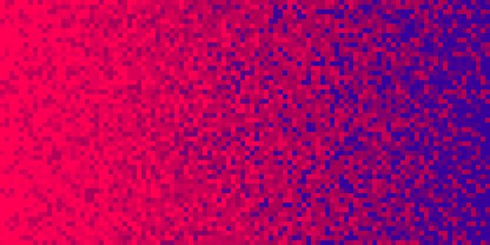 Red Scarlet Violet Pixilated Gradient Background. Mosaic Pixel Art Texture. Horizontal Pixel Gradient Backdrop.