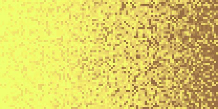 Golden Yellow Pixilated Gradient Background. Mosaic Pixel Art Texture. Horizontal Pixel Gradient Backdrop.