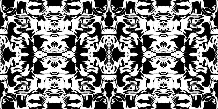 Rorschach Test Ink Blot Texture. Seamless Monochrome Darkness Pattern Background.