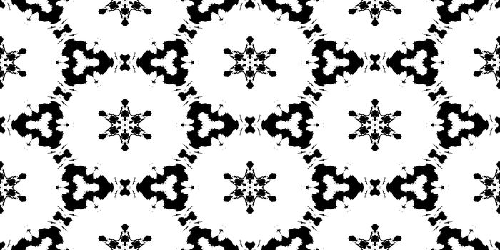 Symmetry Rorschach Test Ink Blot Texture. Seamless Monochrome Darkness Pattern Background.