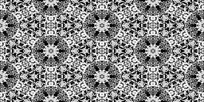 Black Rorschach Test Ink Blot Texture. Seamless Monochrome Darkness Pattern Background.