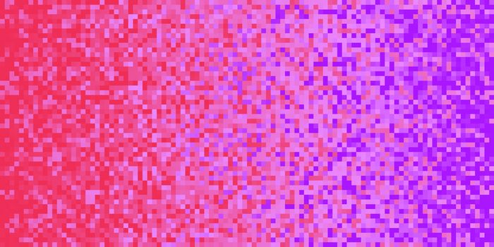 Red Lilac Violet Seamless Pixilated Gradient Background. Mosaic Pixel Art Texture. Horizontal Pixel Gradient Backdrop.