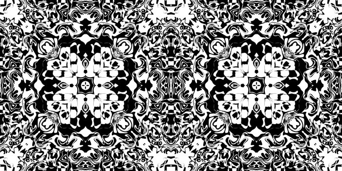 Bizarre Rorschach Test Ink Blot Texture. Seamless Monochrome Darkness Pattern Background.