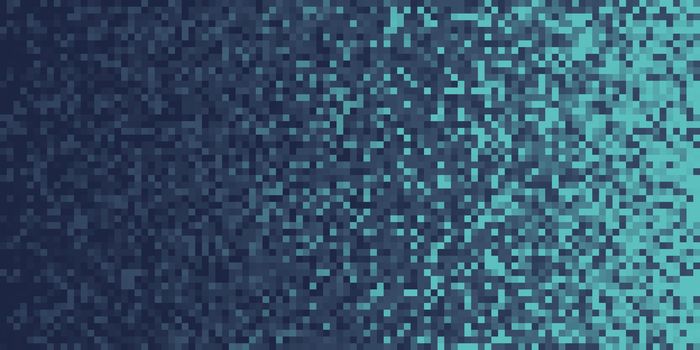 Dark Blue Pixilated Gradient Background. Mosaic Pixel Art Texture. Horizontal Pixel Gradient Backdrop.