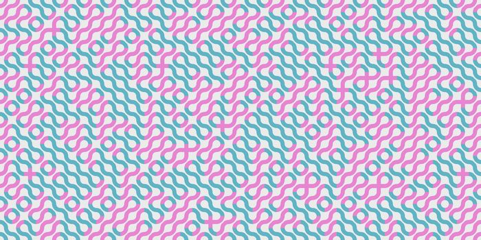 Turquoise Pink Seamless Swirl Lines Background. Modern Stripe Pathway Texture. Labyrinth Line Backdrop.