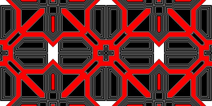 Red Black Seamless Techno Lines Pattern. Futuristic Geometry Background. Laser Technical Design Texture.