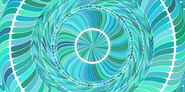 Turquoise Circles Art Action Background. Round Wheel Rhythm Backdrop. Center Concept.