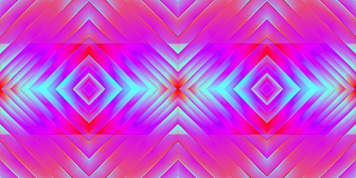 Pink Blue Seamless Psy Pattern Background. Bright Surrealism Texture. Fractal Geometric Backdrop.
