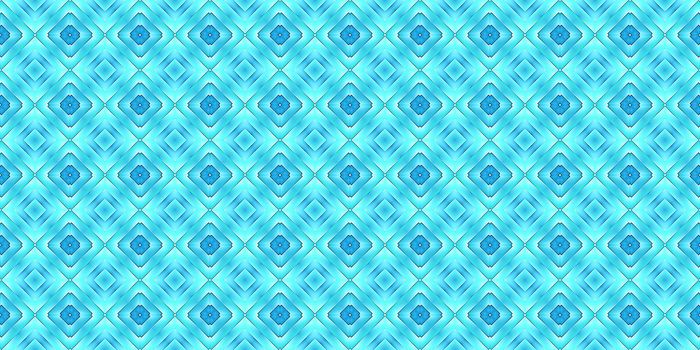 Sky Blue Seamless Psy Pattern Background. Bright Surrealism Texture. Fractal Geometric Backdrop.