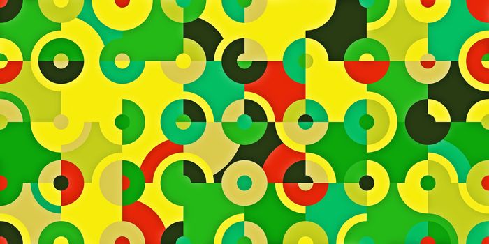 Circle Quarters Backgrounds. Seamless Bright Angles Textures. Abstract Colored Curves Patterns.
