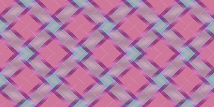 Pink Blue Seamless Checkered Rhombuses Pattern. Plaid Rug Background. Tartan Texture.