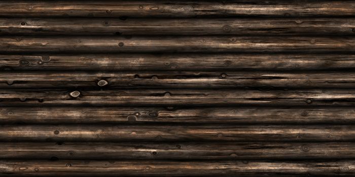 Seamless Wood Logs Wall Background Surface Texture. 3D Rendering. 3D Illustration.