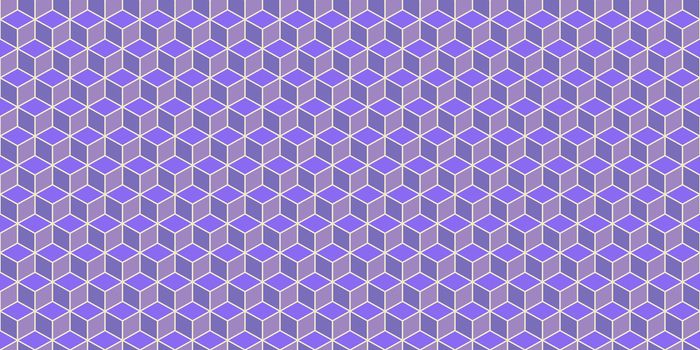 Violet Lilac Indigo Seamless Cube Pattern Background. Isometric Blocks Texture. Geometric 3d Mosaic Backdrop.
