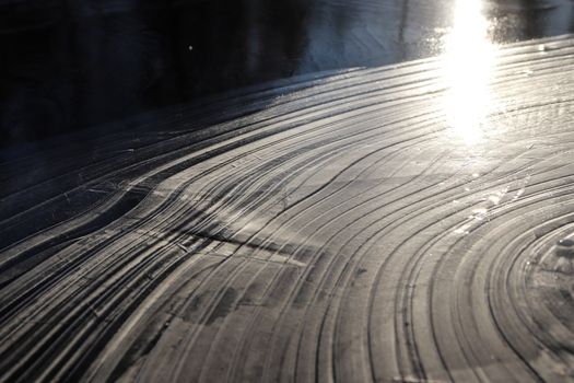Ice Lake Lines Pattern Surface Background Texture. Wavy Drawings of Ice Lines on a Frozen Lake.