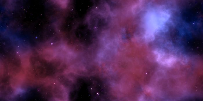Lilac Starry Clouds on Night Sky Galaxy Background. Abstract Cosmos Infinity Texture. 3D Rendering. 3D Illustration.