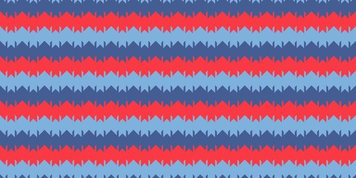 Red Blue Indigo Chevron Geometry Background. Seamless Zigzag Texture. Modern Striped Pattern.