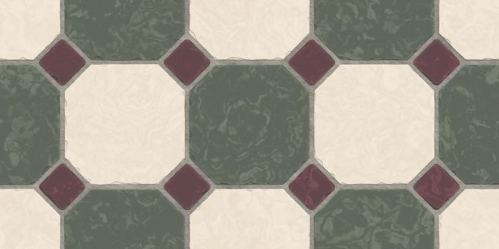 Beige Bogie Green Seamless Classic Floor Tile Texture. Simple Kitchen, Toilet or Bathroom Mosaic Tiles Background. 3D rendering. 3D illustration.