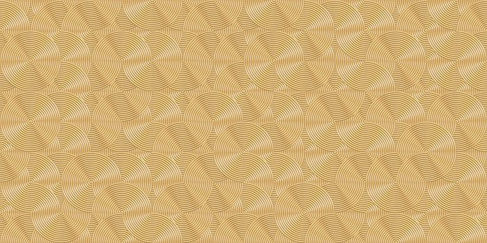 Vintage rings background. Metal circles pattern. Gold art deco seamless texture.