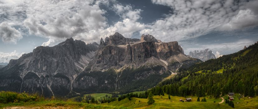 great summer landscape of Sella Group in Alta Badia, Dolomites - Italy