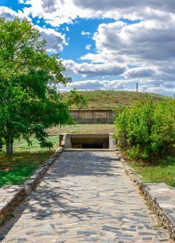 Ancient greek colony Olbia on the banks of the Southern Bug River in Ukraine on a cloudy summer day.