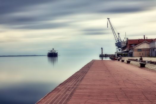 Thessaloniki, Greece - March 26, 2020:A view of empty streets, parks,  and attractions in Thessaloniki after Greece imposed a lockdown to slow down the spread of the coronavirus disease. long exposure